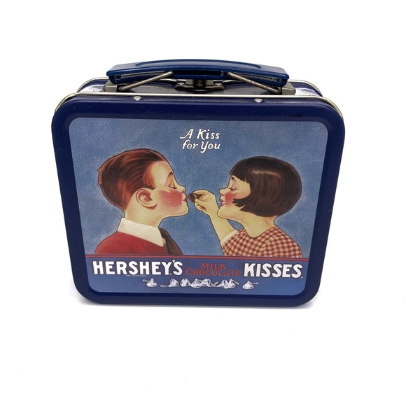 Vintage 1980’s Collectible Hershey’s Kisses Milk Chocolate Mini Lunch Box Tin - Picture 2 of 3